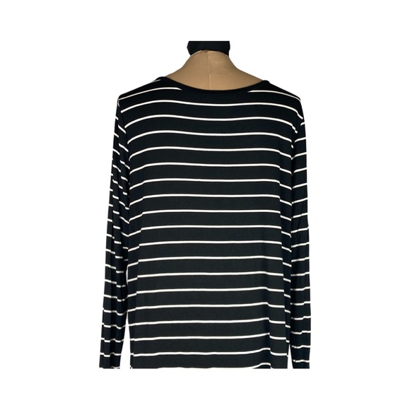 Grace & Lace Long Sleeve Perfect Pocket Tee In Black With White Stripes Size L - Picture 6 of 14